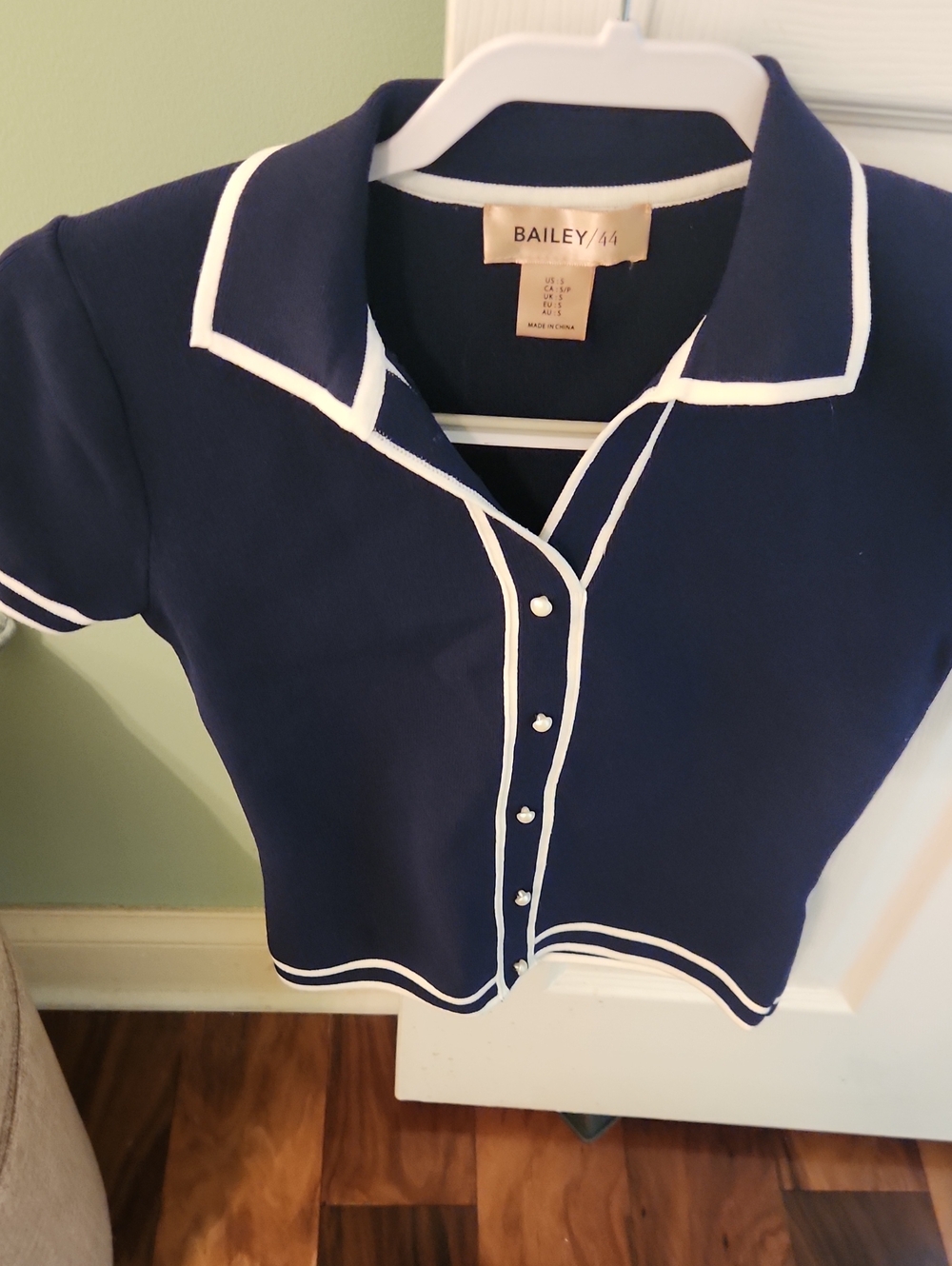 Bailey 44 Navy Short-Sleeve Polo Top with White Piping